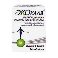 ЭКОКЛАВ таб п/об 875мг+125мг n14