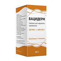 БАЦИДЕРМ пор. наружн. (фл.) 10г