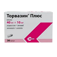 ТОРВАЗИН ПЛЮС капс. 40мг+10мг 30 шт.