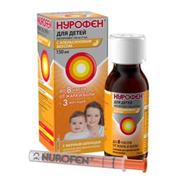 НУРОФЕН сусп. дет. (фл.) 100мг/5мл - 150мл n1 Апельсиновый НУРОФЕН сусп. дет. (фл.) 100мг/5мл - 150мл n1 Апельсиновый