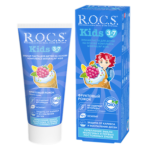 РОКС (R.O.C.S.) Kids зубная паста Фруктовый рожок 45г